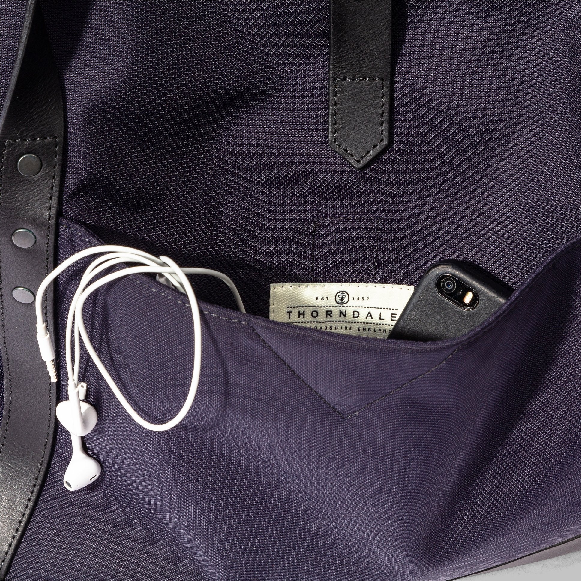 Croxden Navy Nylon Satchel - Image 5