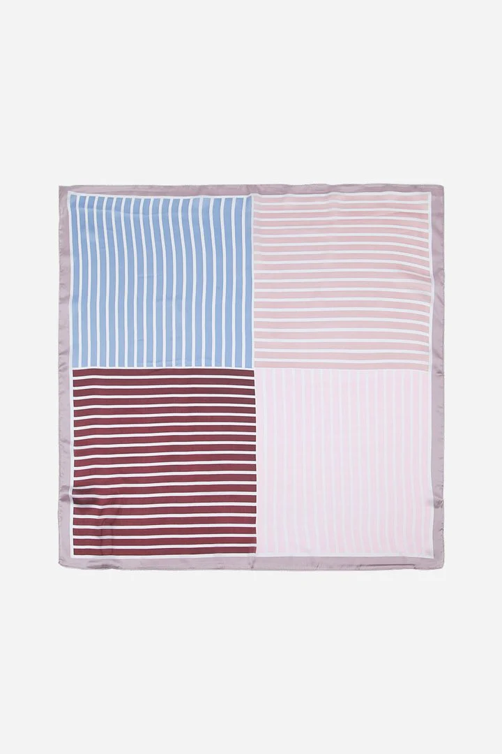 Ladies Scarf - Grey Stripe Faux Silk Scarf - Image 3