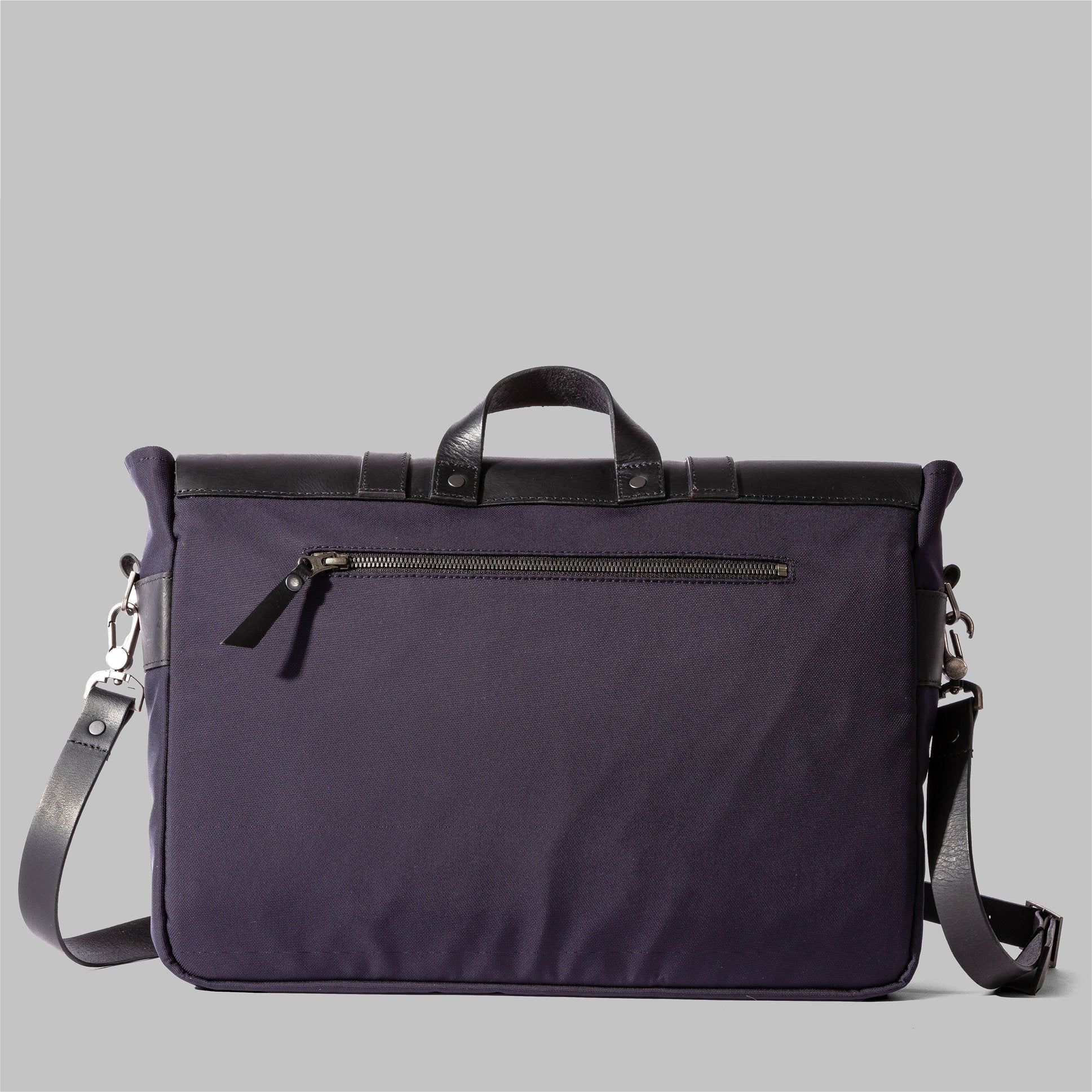 Portland Navy Nylon & Leather Messenger Bag - Image 3