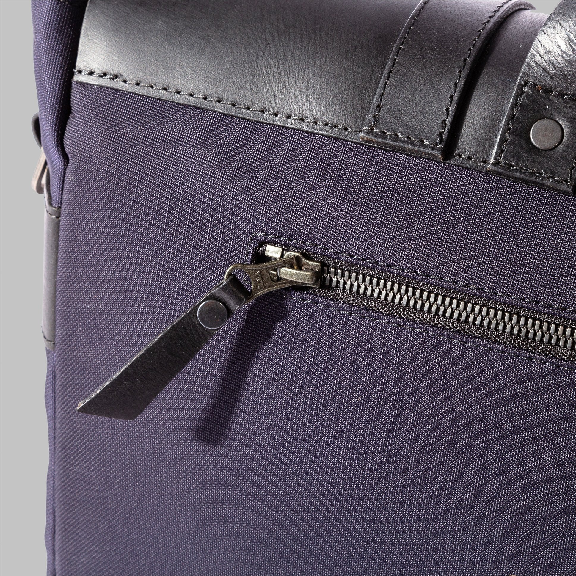Portland Navy Nylon & Leather Messenger Bag - Image 7
